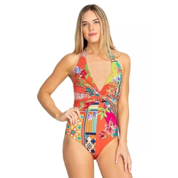 Johnny Was Color Twist One Piece Floral Suit Swimwear Size S NEW - Picture 1 of 6